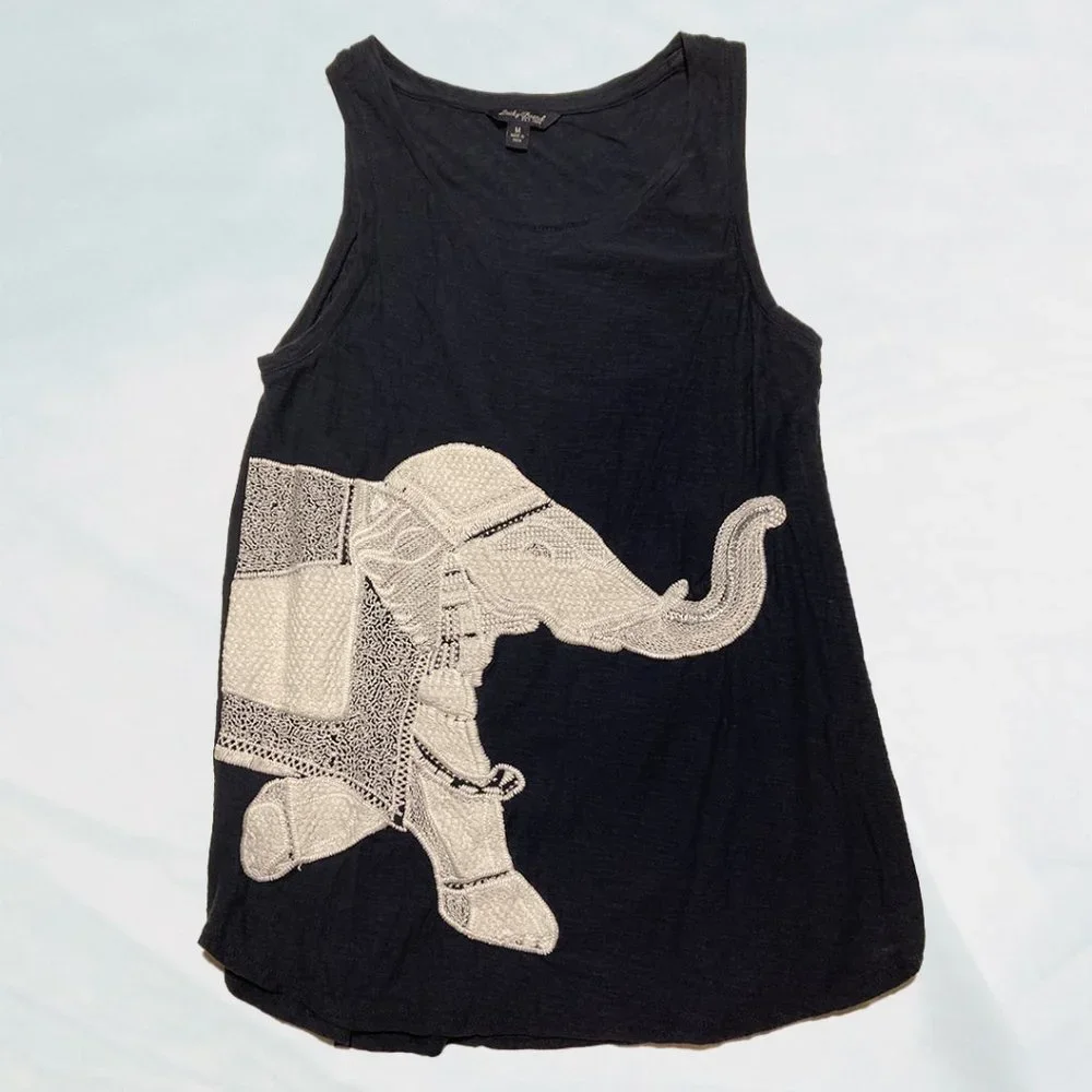 Lucky Brand Navy Lace Elephant Tank Top - Picture 1 of 10